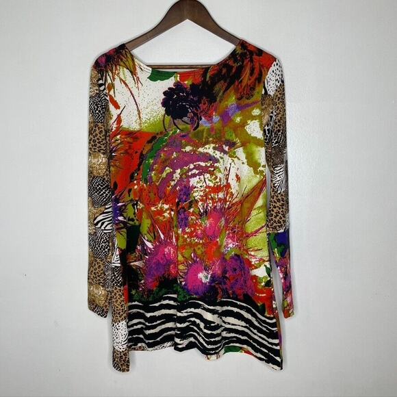 Max & Rina Artsy Animal Print Vintage Casual Long Sleeve Size L Women's - Picture 8 of 8